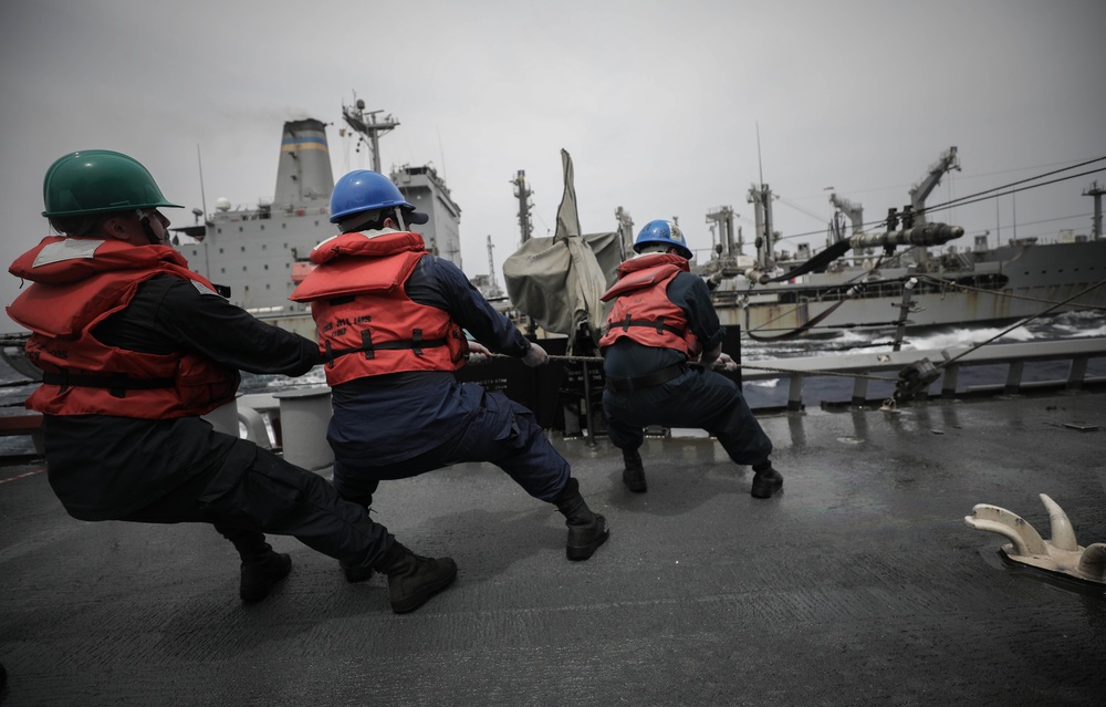 USS Milius conducts operations in the U.S. Central Command area of responsibility as part of the Carl Vinson Carrier Strike Group
