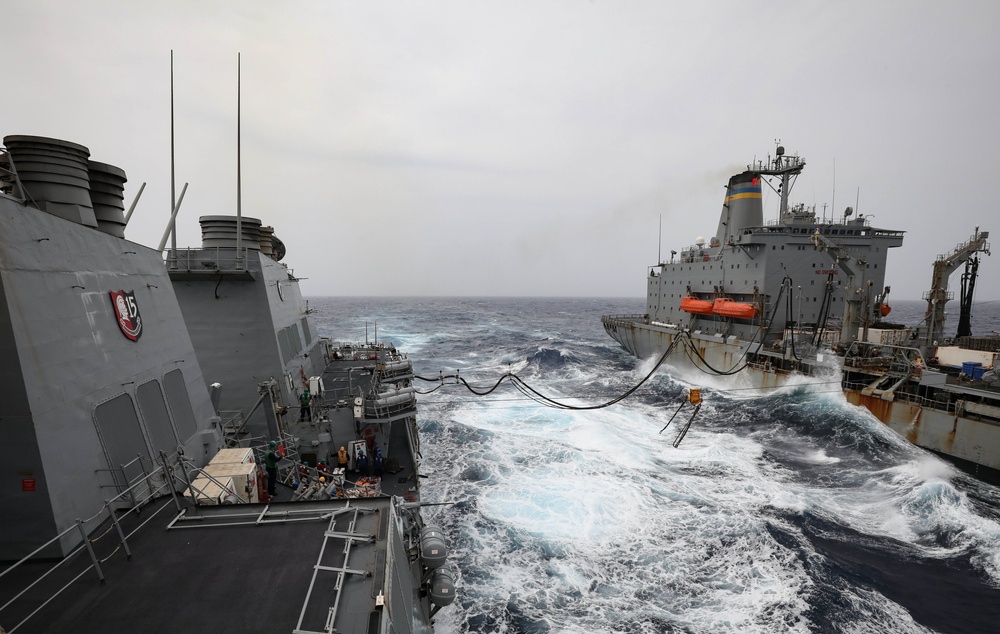 USS Milius conducts operations in the U.S. Central Command area of responsibility as part of the Carl Vinson Carrier Strike Group