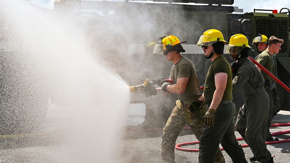 134th ARW Firefighters join Marines in firefight exercise