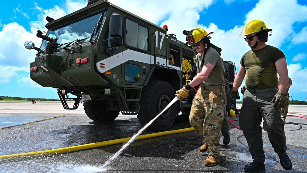 134th ARW Firefighters join Marines in firefight exercise