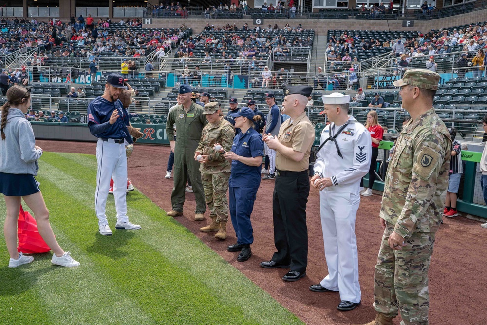 Service Members Throw First Pitch at Cheney Stadium
