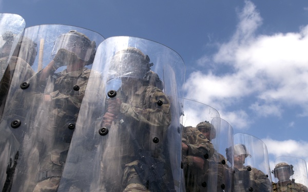 California Army Guard cavalry unit trains on crowd management and riot control techniques
