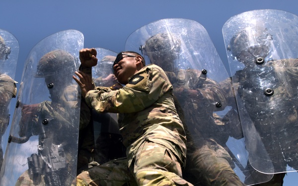 California Army Guard cavalry unit trains on crowd management and riot control techniques