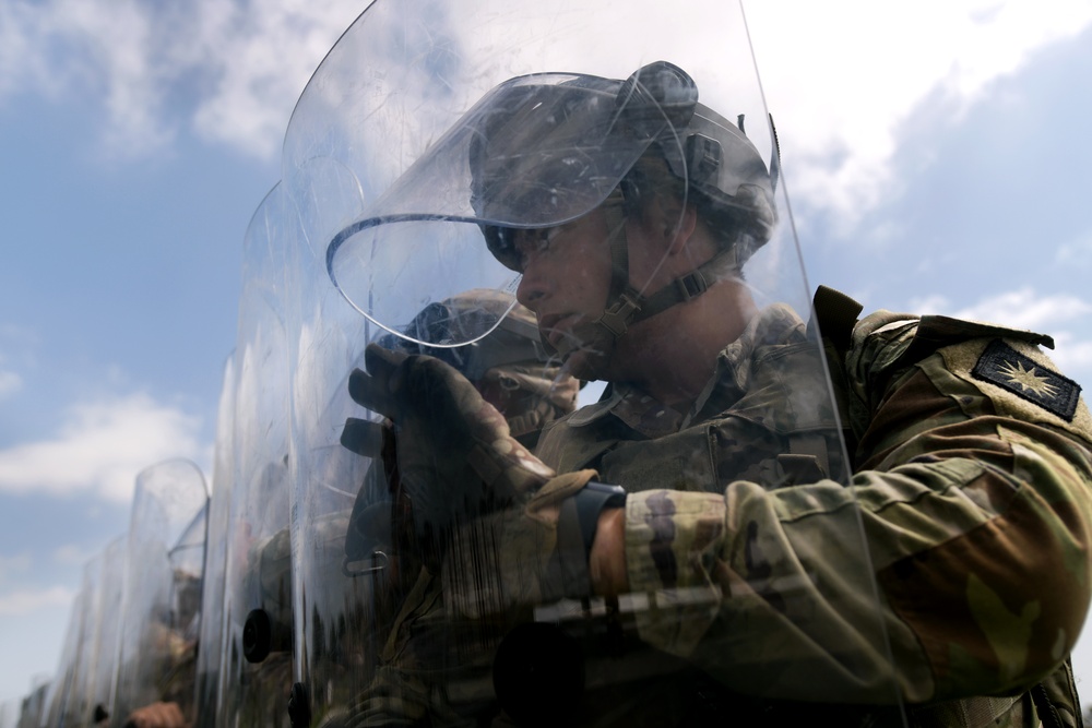 California Army Guard cavalry unit trains on crowd management and riot control techniques