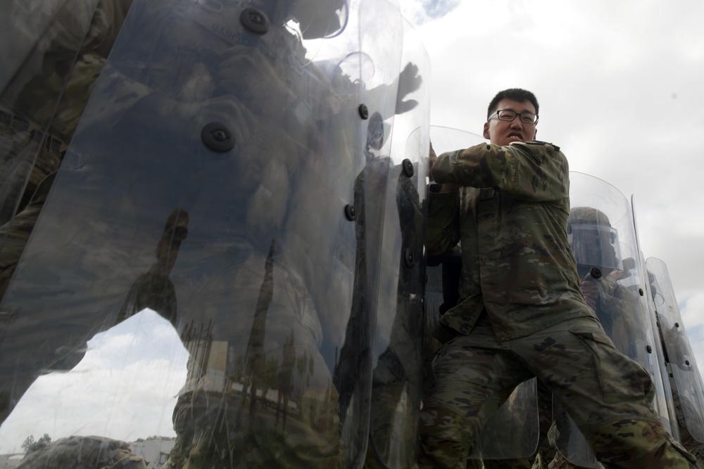 California Army Guard cavalry unit trains on crowd management and riot control techniques