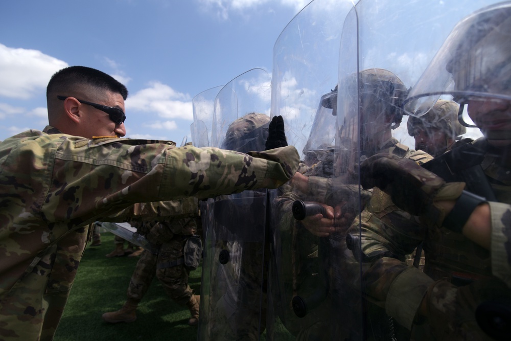 California Army Guard cavalry unit trains on crowd management and riot control techniques
