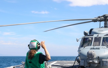 Sailors aboard the USS John conduct flight quarters in Sagami Wan