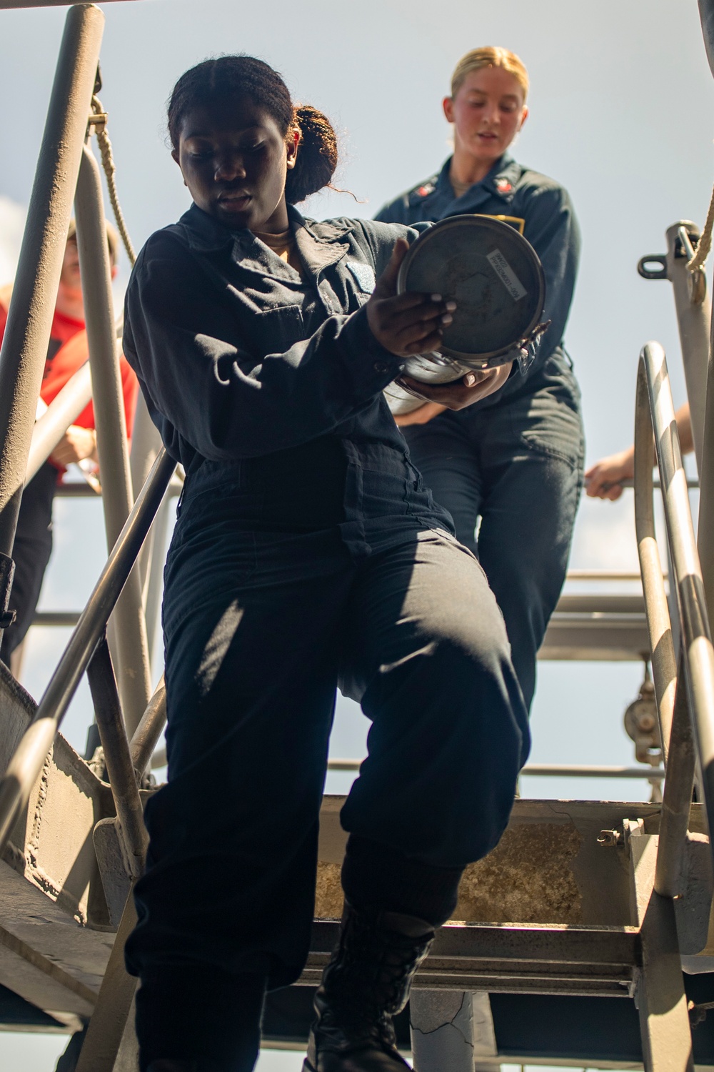 Sailors Reload Chaff Launchers Aboard USS Tripoli