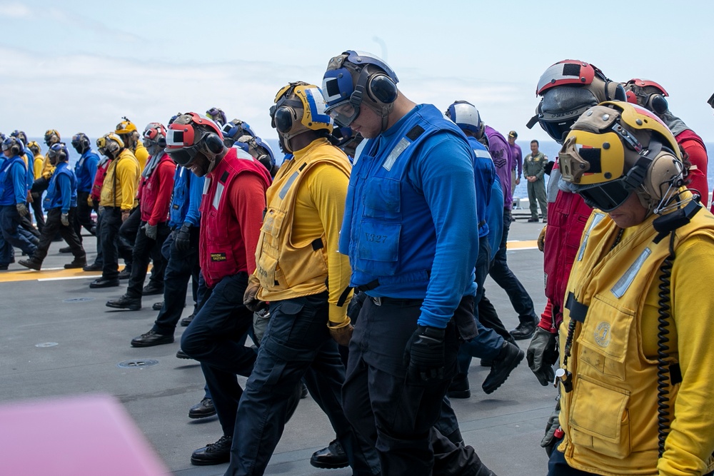 USS Tripoli Conducts General Quarters Drill