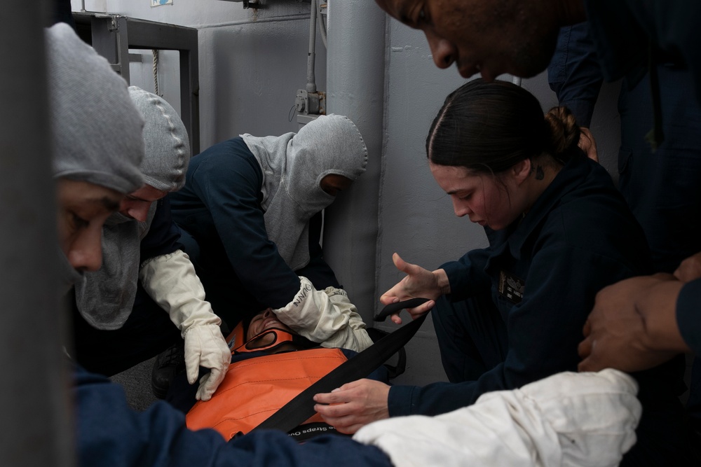 USS Tripoli Conducts General Quarters Drill