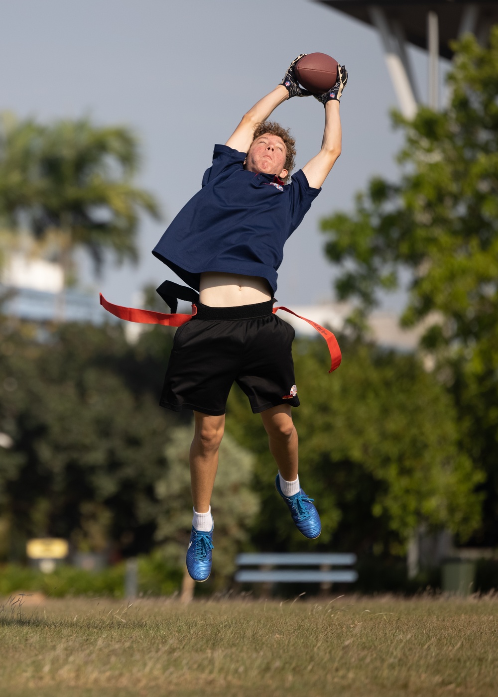 MRF-D 25.3: Marines and Sailors coach a flag football team from Darwin Middle School