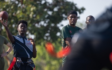 MRF-D 25.3: Marines and Sailors coach a flag football team from Darwin Middle School