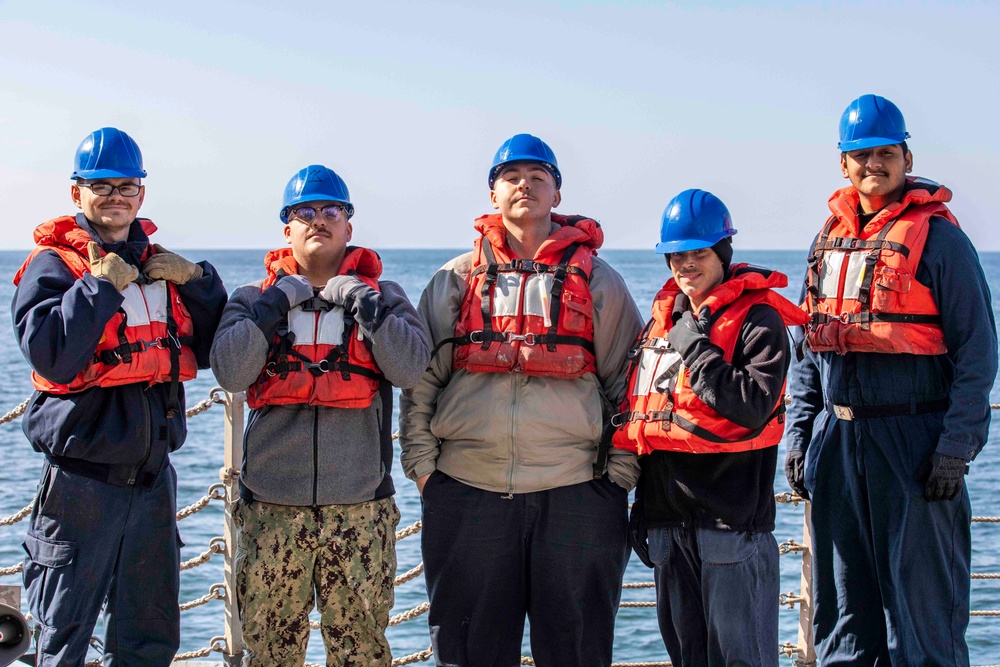 USS Preble Conducts Underway Replenishment with USNS Washington Chambers