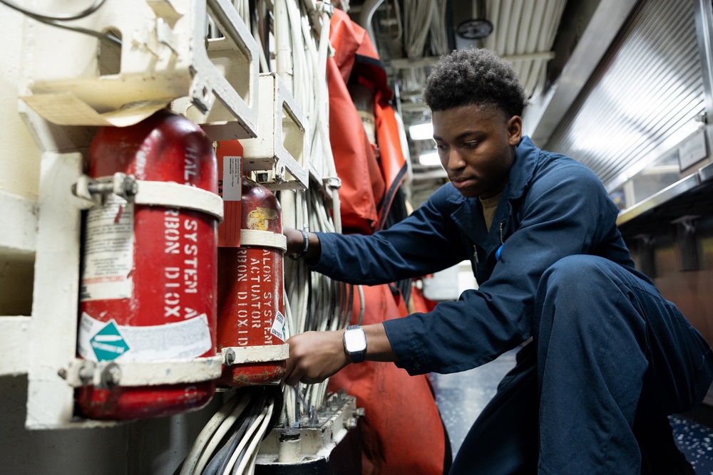 Curtis Wilbur Sailor Conducts Maintenance
