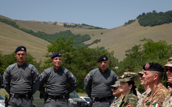 KFOR and Kosovo Police celebrate the completion of engineer projects at Camp Vrelo