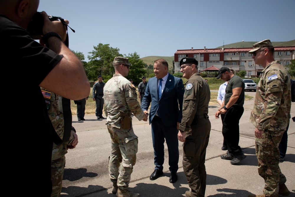 KFOR and Kosovo Police celebrate the completion of engineer projects at Camp Vrelo