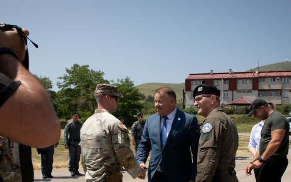 KFOR and Kosovo Police celebrate the completion of engineer projects at Camp Vrelo