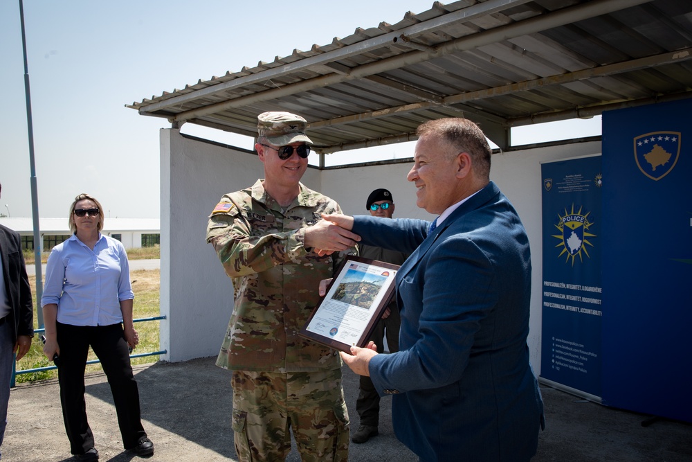 KFOR and Kosovo Police celebrate the completion of engineer projects at Camp Vrelo
