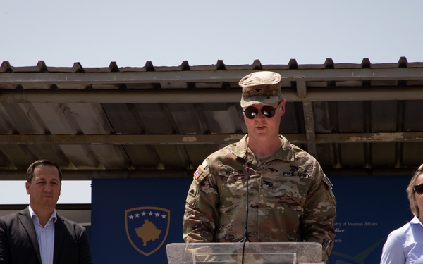 KFOR and Kosovo Police celebrate the completion of engineer projects at Camp Vrelo