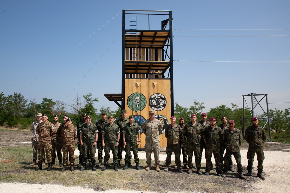 KFOR and Kosovo Police celebrate the completion of engineer projects at Camp Vrelo
