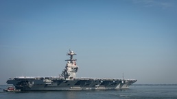 USS Gerald R. Ford Departs Naval Station Norfolk for Scheduled Deployment