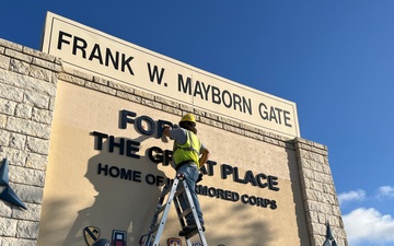 Sign Reinstallation Begins at Frank W. Mayborn Gate