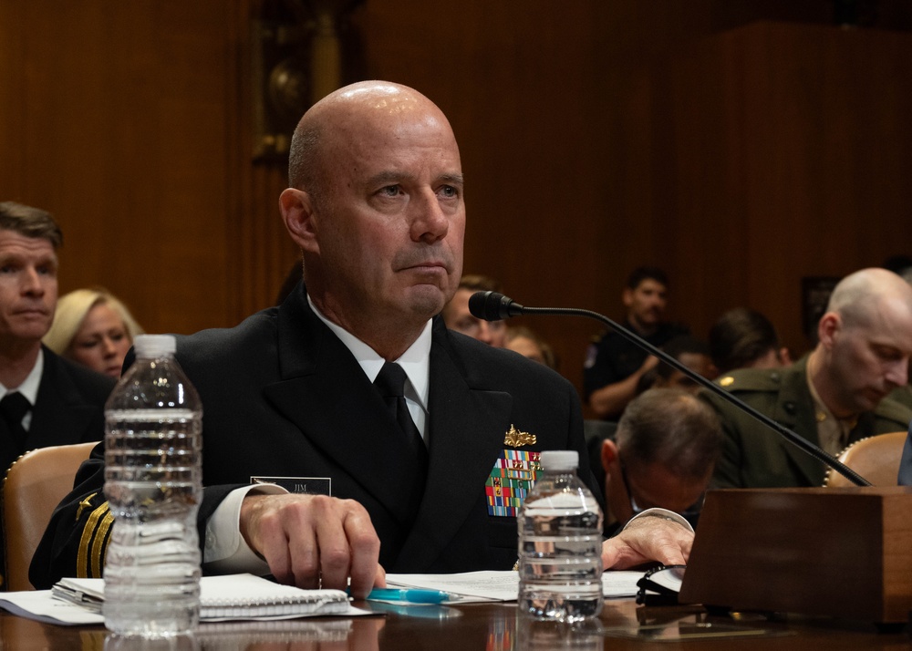 Acting Chief of Naval Operations Admiral Jim Kilby provides testimony at a Senate Appropriations Subcommittee on Defense hearing on the posture of the Department of the Navy in review of the Defense Authorization Request for Fiscal Year 20226.