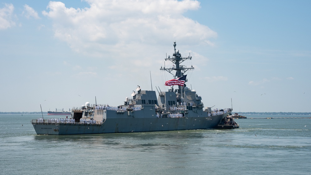 USS Bainbridge Departs Naval Station Norfolk for Deployment