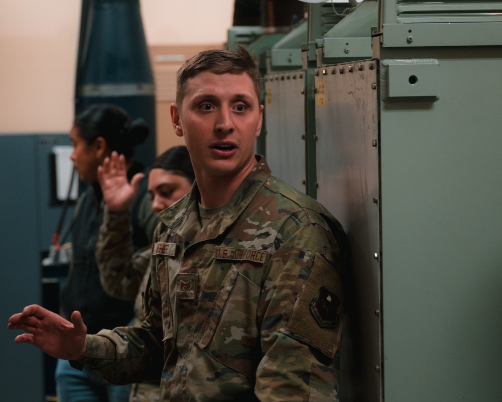 Airmen with previous experience in missile maintenance give tours to airmen from different Air Force Specialty Codes