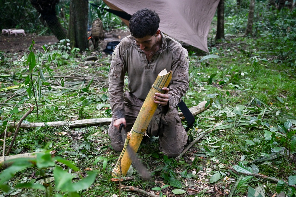 U.S. Marines and SENAN learn jungle survival from Panamanian Commandos