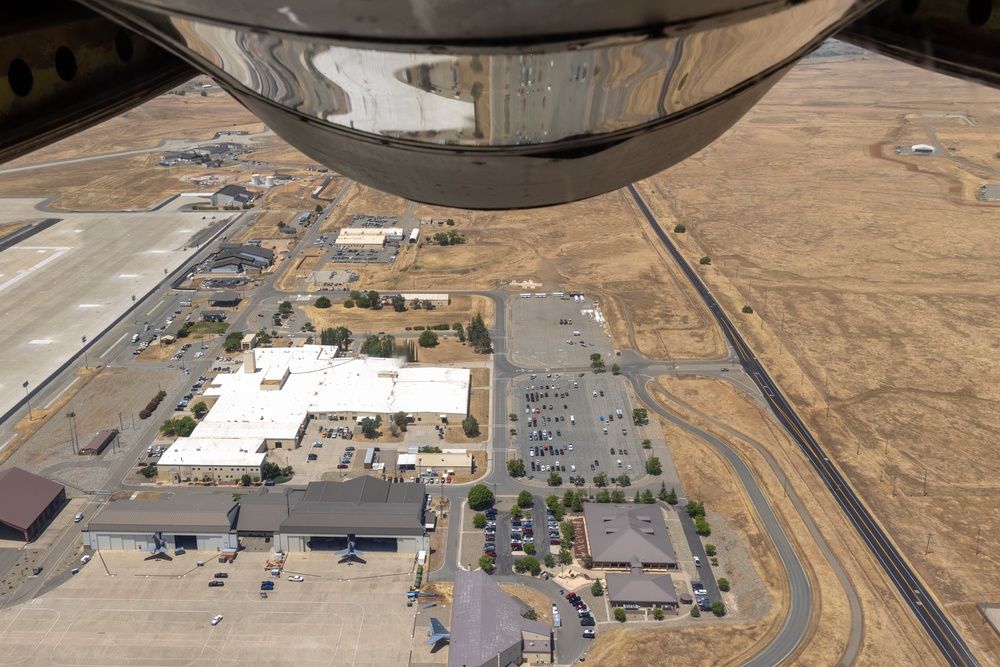 KC-135 Stratotanker flies over Beale AFB