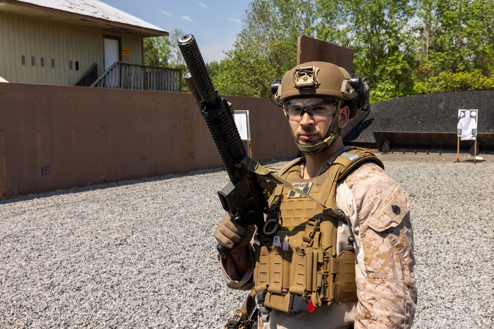 French Service Member attends the Marine Corps Security Forces Regiment Close Quarters Battle Course