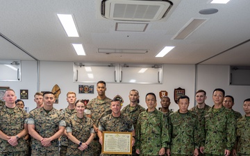 U.S. Marine Corps Sgt. Maj. Rivera Receives Letter of Appreciation from Japan Ground Self-Defense Force Service Members