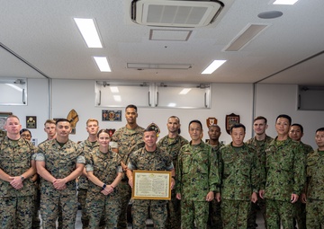 U.S. Marine Corps Sgt. Maj. Rivera Receives Letter of Appreciation from Japan Ground Self-Defense Force Service Members