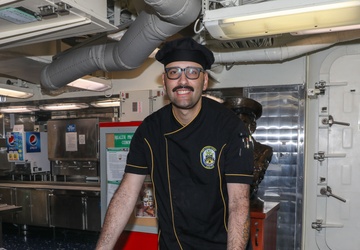Sailors aboard the USS John Finn hold a birthday celebration in Sagami Wan