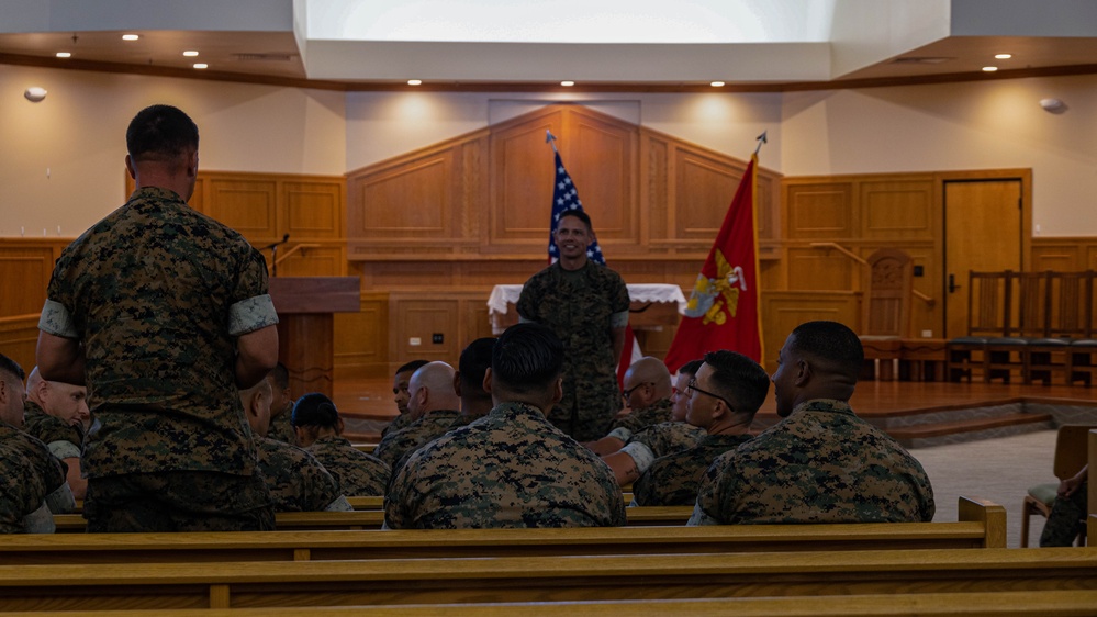 20th Sergeant Major of the Marine Corps Sgt. Maj. Carlos A. Ruiz Speaks to Senior Enlisted
