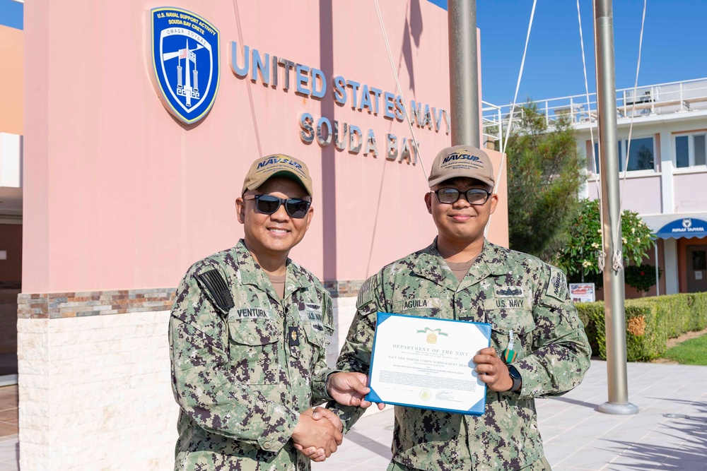 RS2 Gregg Aguila receives NAM at NSA Souda Bay