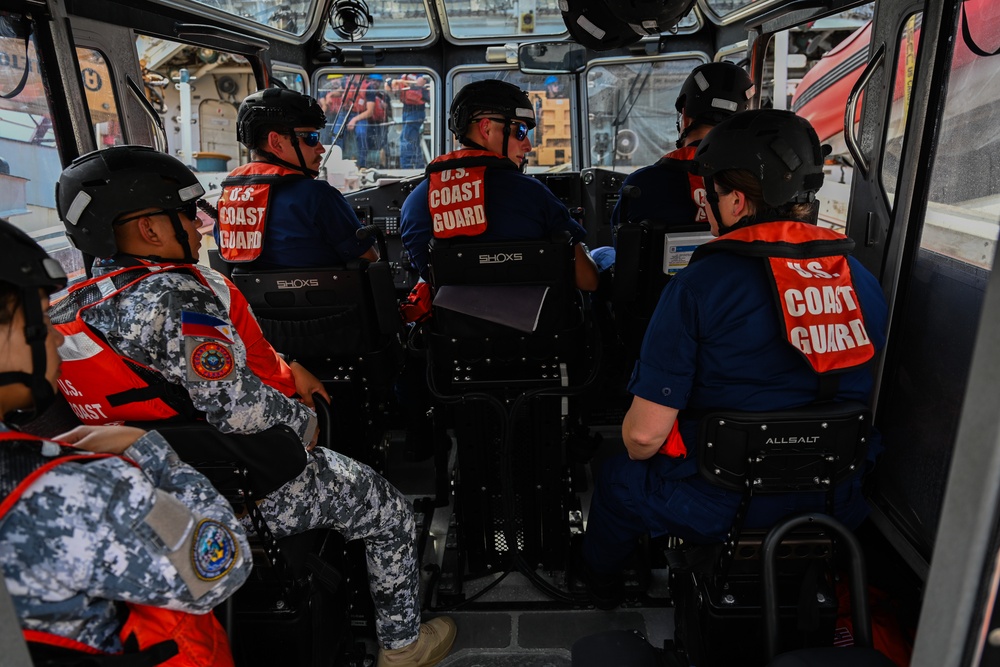 USCG Cutter Stratton (WMSL 752) conducts trilateral engagements with Japan Coast Guard and Philippine Coast Guard in Kagoshima, Japan,