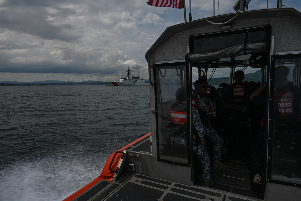 USCG Cutter Stratton (WMSL 752) conducts trilateral engagements with Japan Coast Guard and Philippine Coast Guard in Kagoshima, Japan