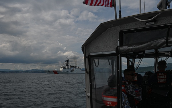 USCG Cutter Stratton (WMSL 752) conducts trilateral engagements with Japan Coast Guard and Philippine Coast Guard in Kagoshima, Japan