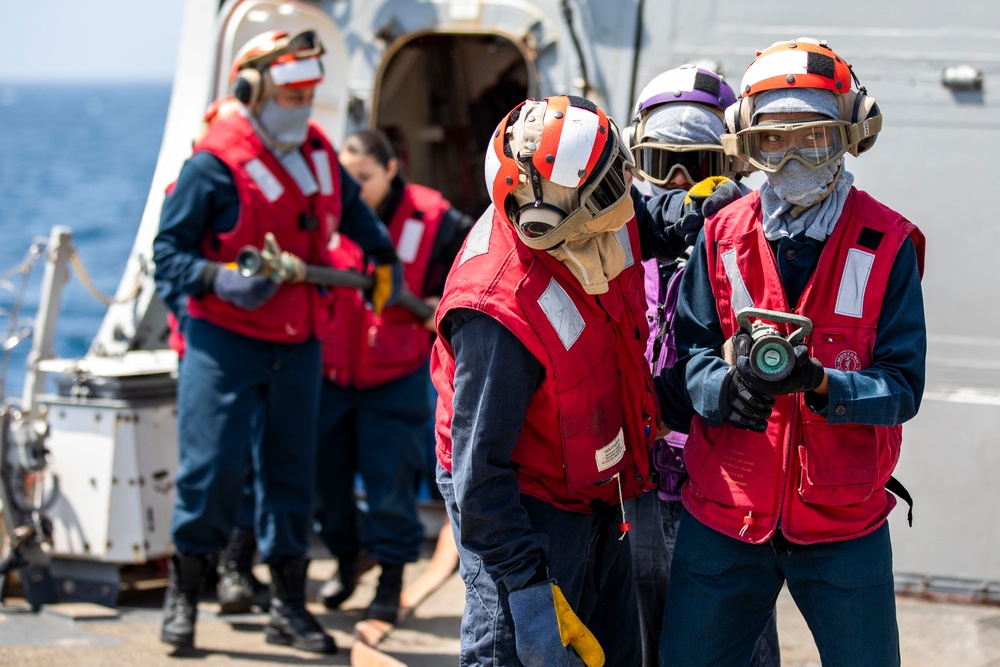 USS Preble Conducts Aviation Training Team Drill