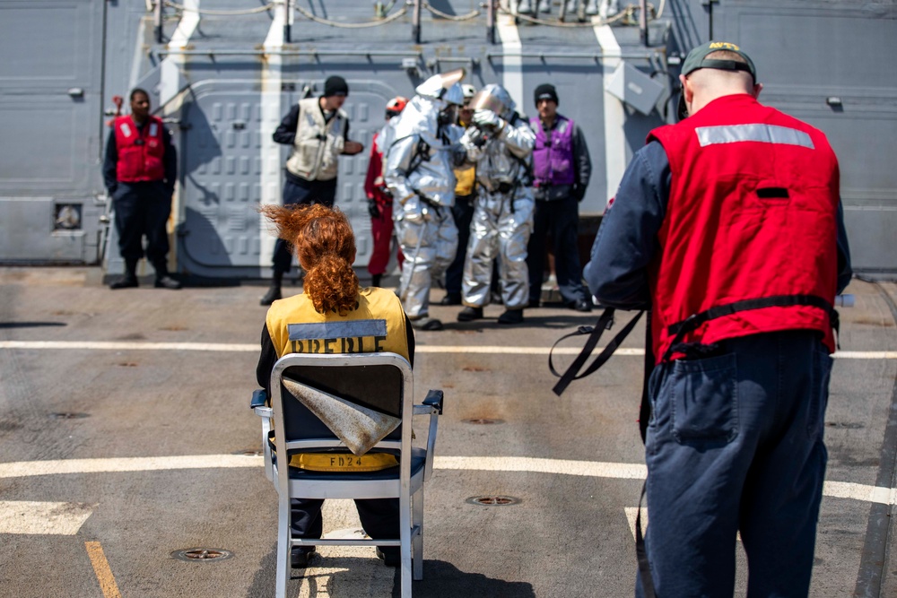 USS Preble Conducts Aviation Training Team Drill