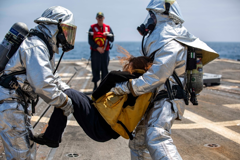 USS Preble Conducts Aviation Training Team Drill