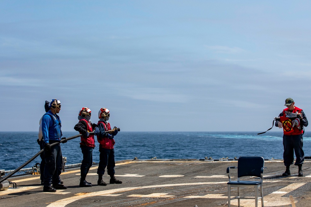 USS Preble Conducts Aviation Training Team Drill