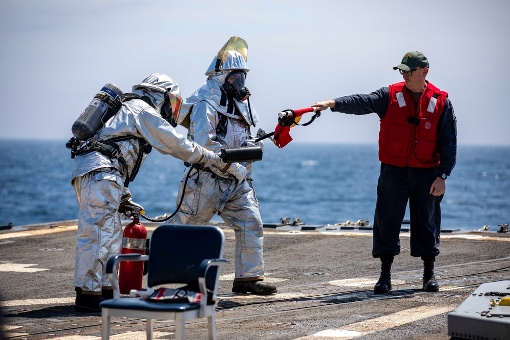 USS Preble Conducts Aviation Training Team Drill