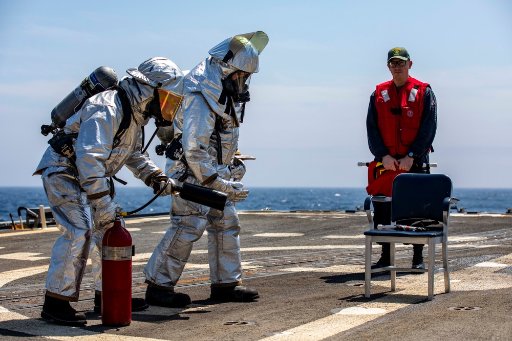 USS Preble Conducts Aviation Training Team Drill