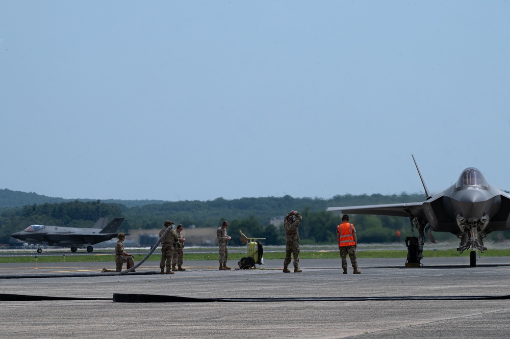 Expanding Joint Integrated Capabilities: 158th Fighter Wing, 104th Fighter Wing, and 103rd Airlift Wing Execute Rapid Rearming and Refueling Exercises