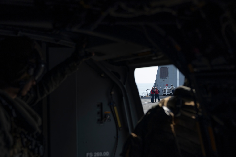 U.S. Marines with VMM-266 conduct qualifications aboard USS New York