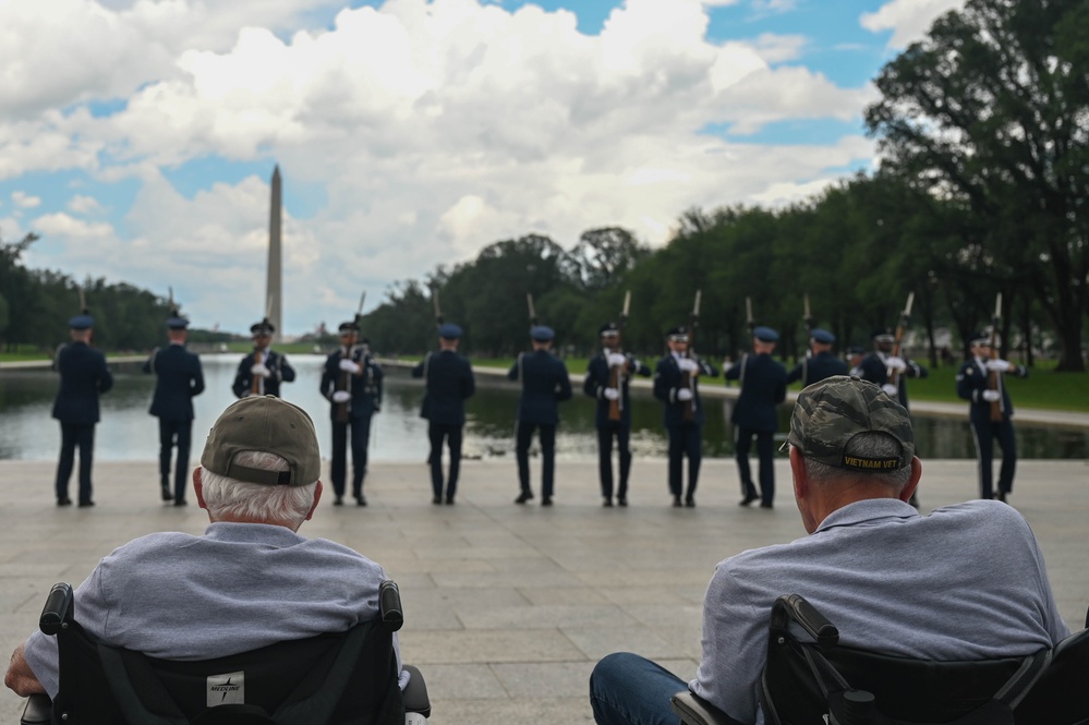 USAF Honor Guard Drill Team performs for Honor Flight Chicago veterans