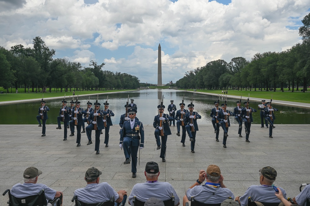 USAF Honor Guard Drill Team performs for Honor Flight Chicago veterans